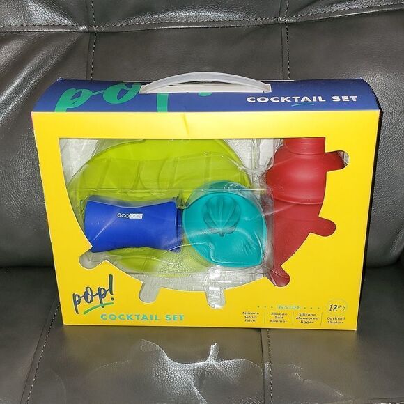 POP Cocktail Set Silicone Pool & Outdoor Safe Unbreakable Barware NEW - Picture 1 of 6